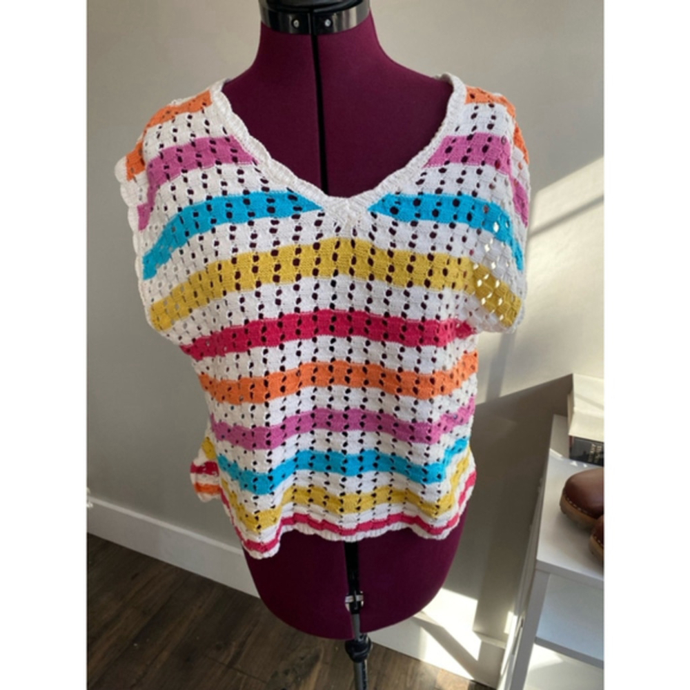 Fate Multicolor Striped Short Sleeve Top